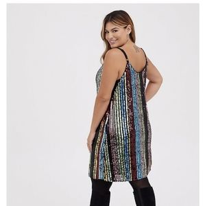 Rainbow Stripe Sequins Shift Dress -Size 1